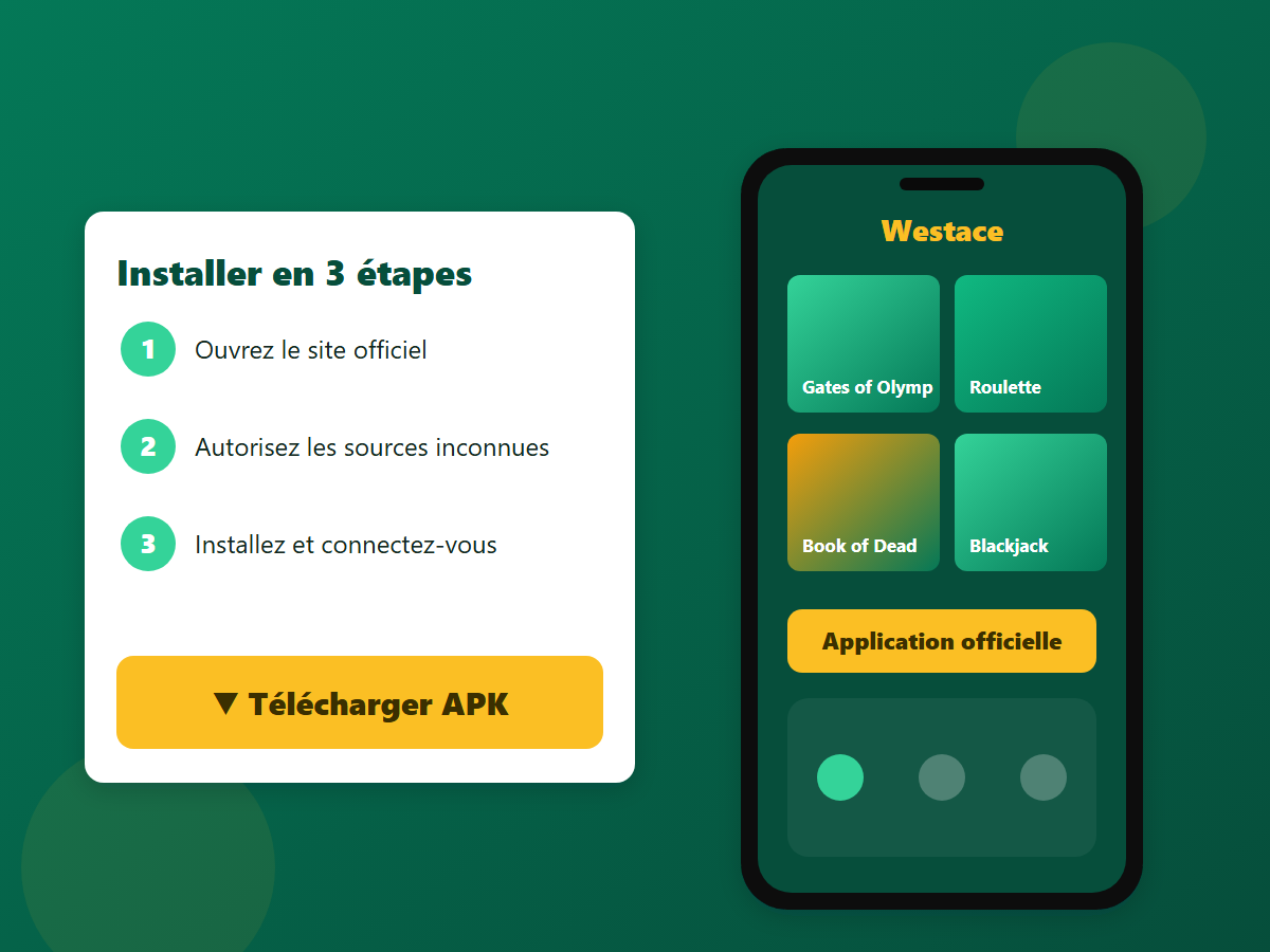 Application mobile Westace Casino — installation